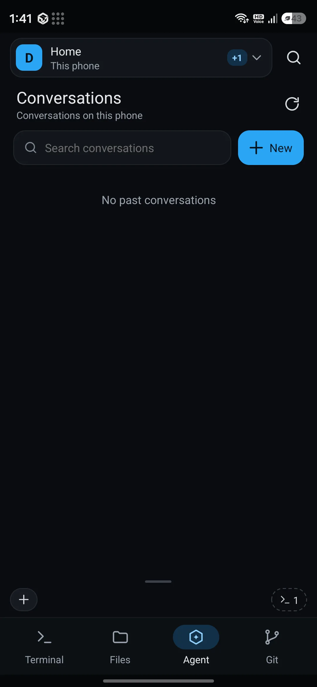 Dex 안에서 주고받은 코딩 에이전트 대화.
